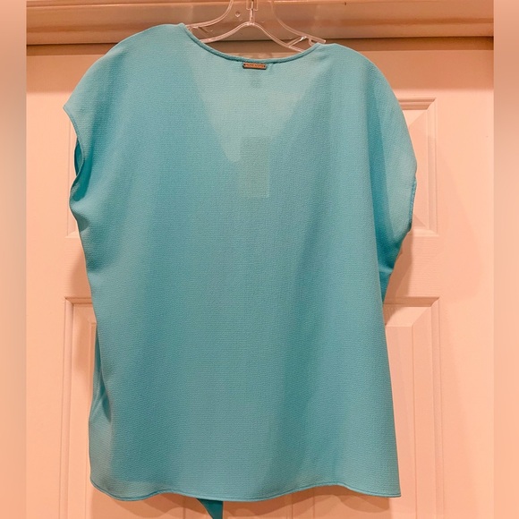 NWT Michael Kors turquoise top blouse with drape. Size Large. - Picture 2 of 5